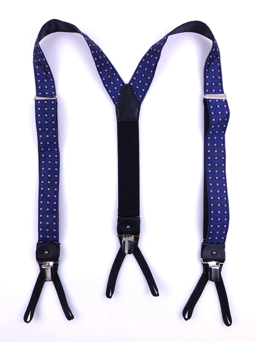 Bretelle a Y in seta intrecciata blu elettrico