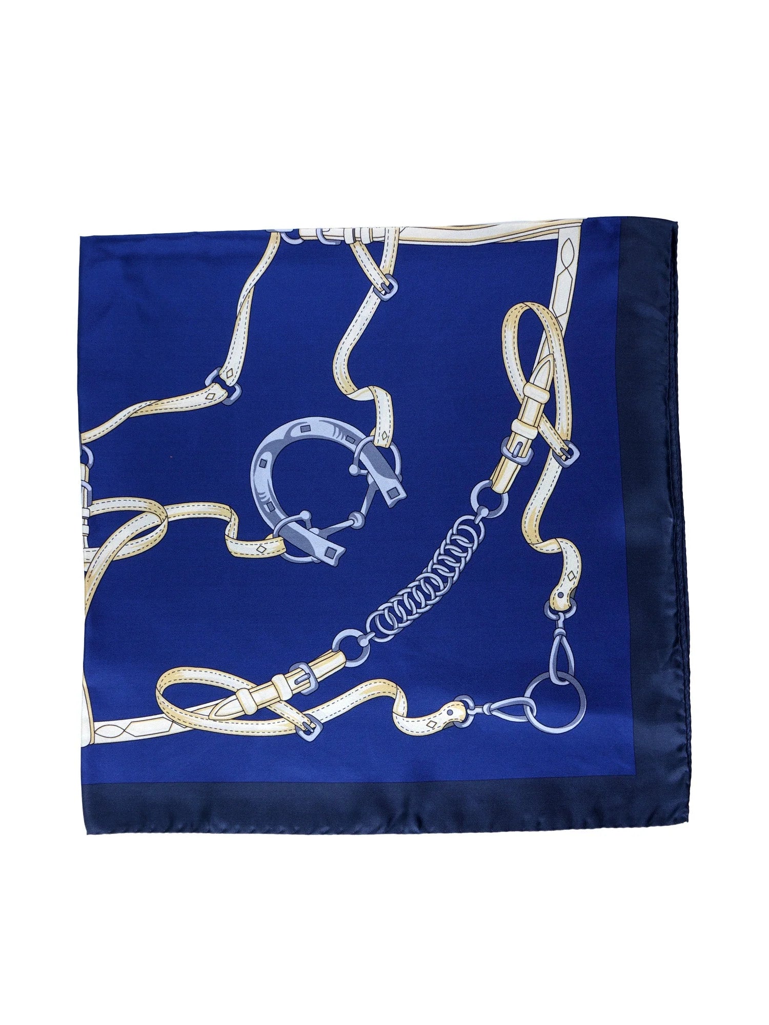 Foulard in seta blu stampato