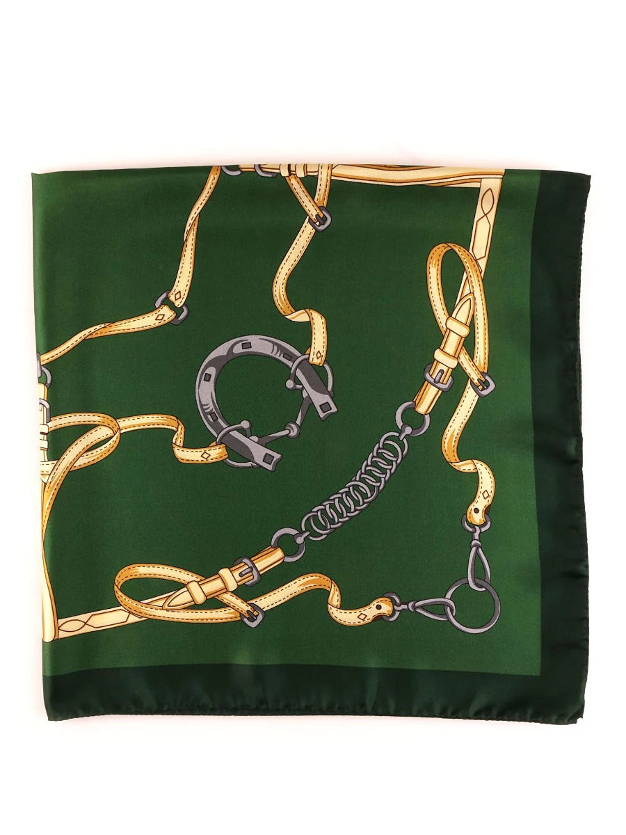 Foulard in seta verde stampato