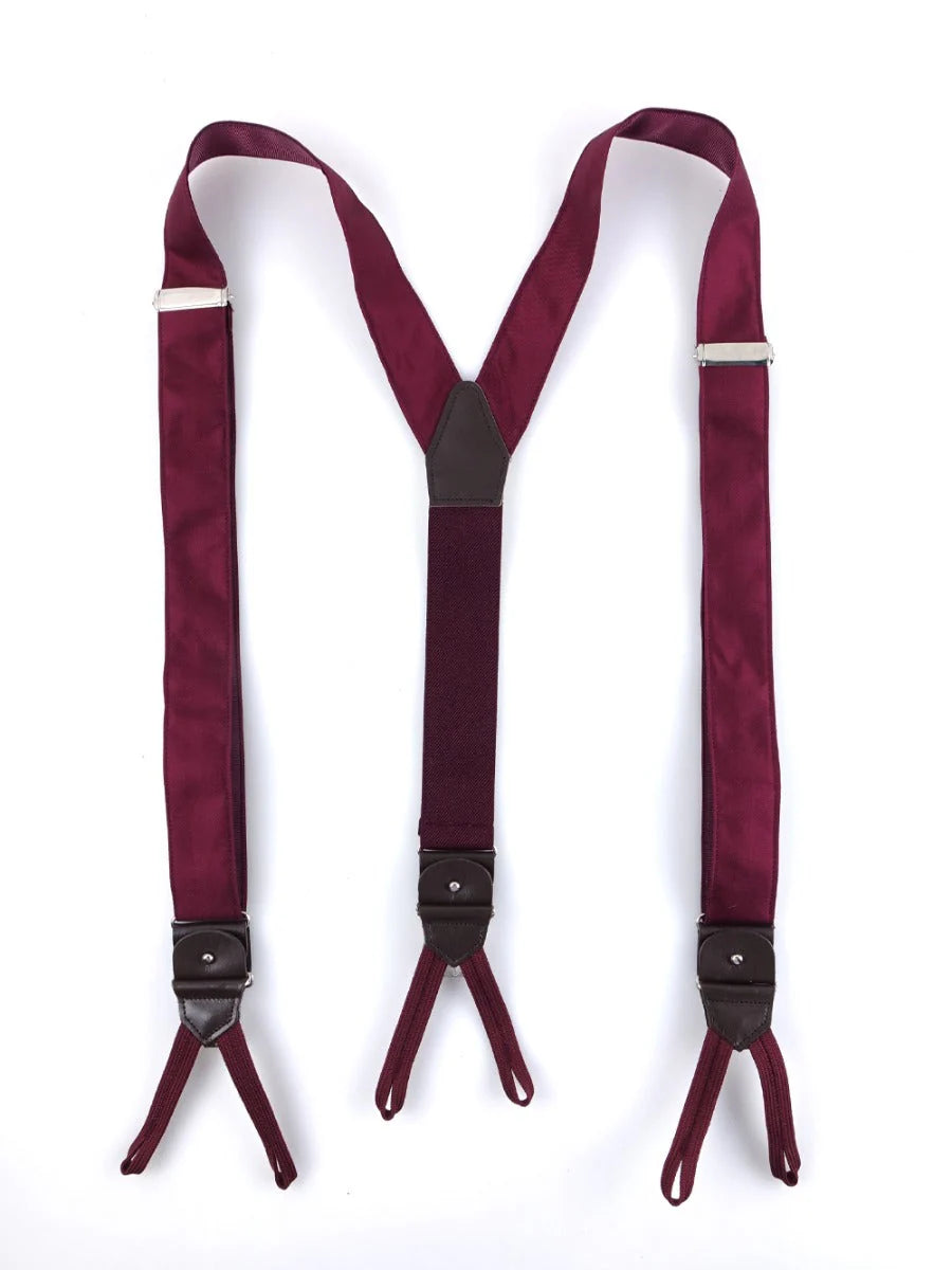 Bretelle a Y in seta stampata bordeoux