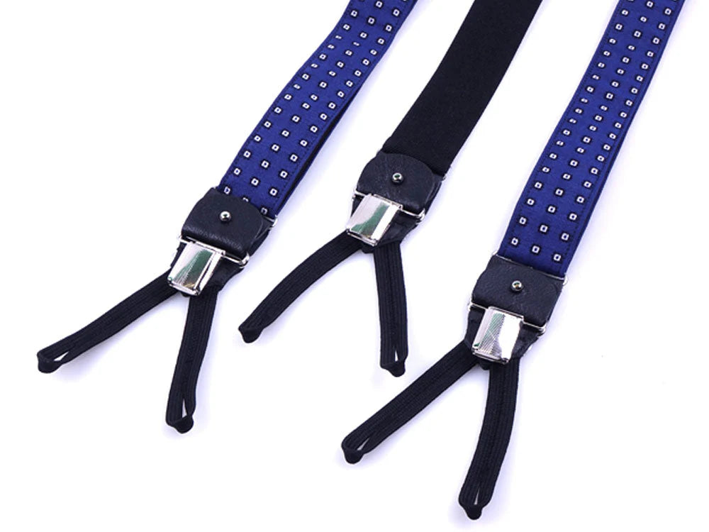 Bretelle a Y in seta intrecciata blu elettrico