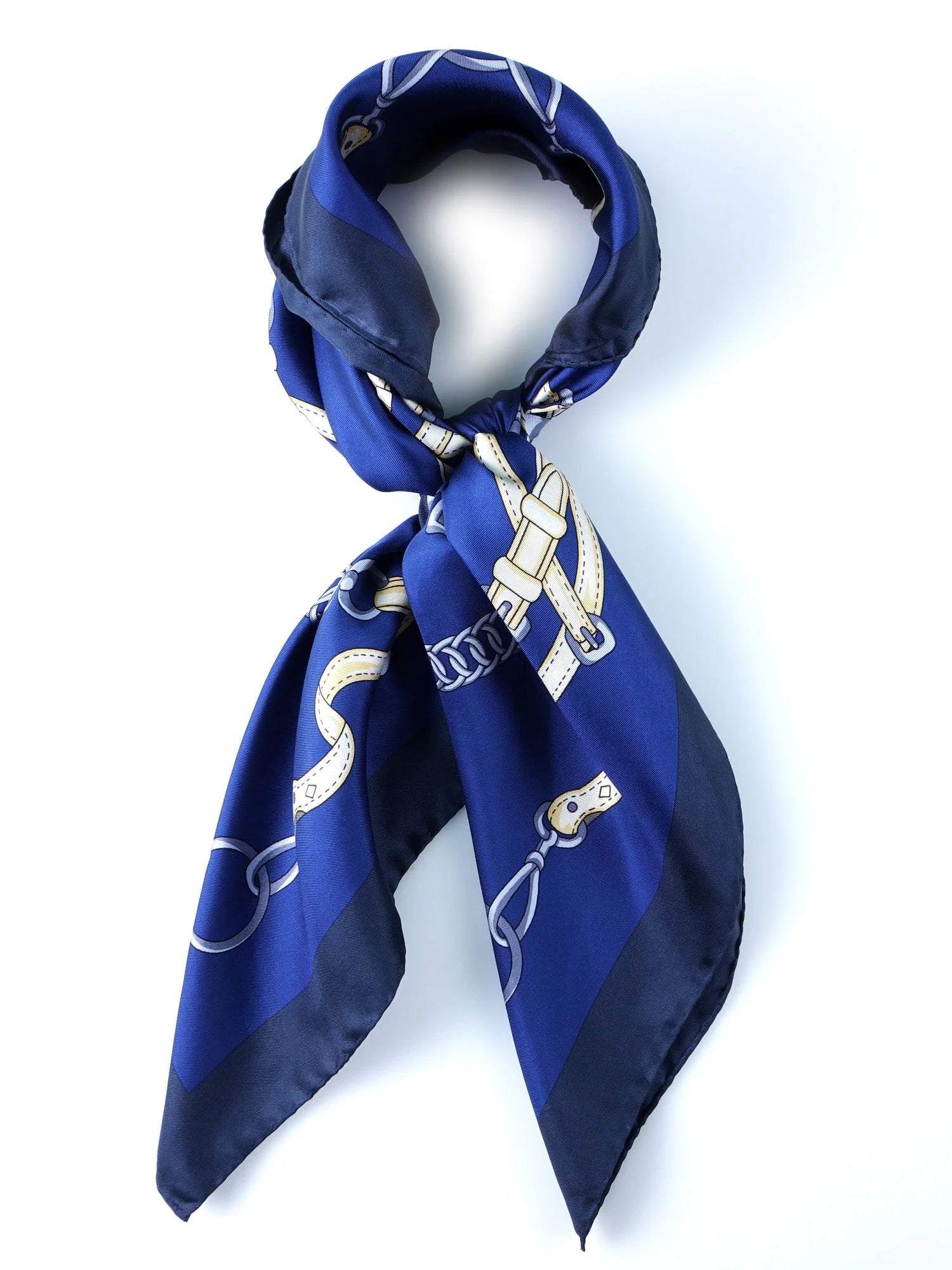 Foulard in seta blu stampato