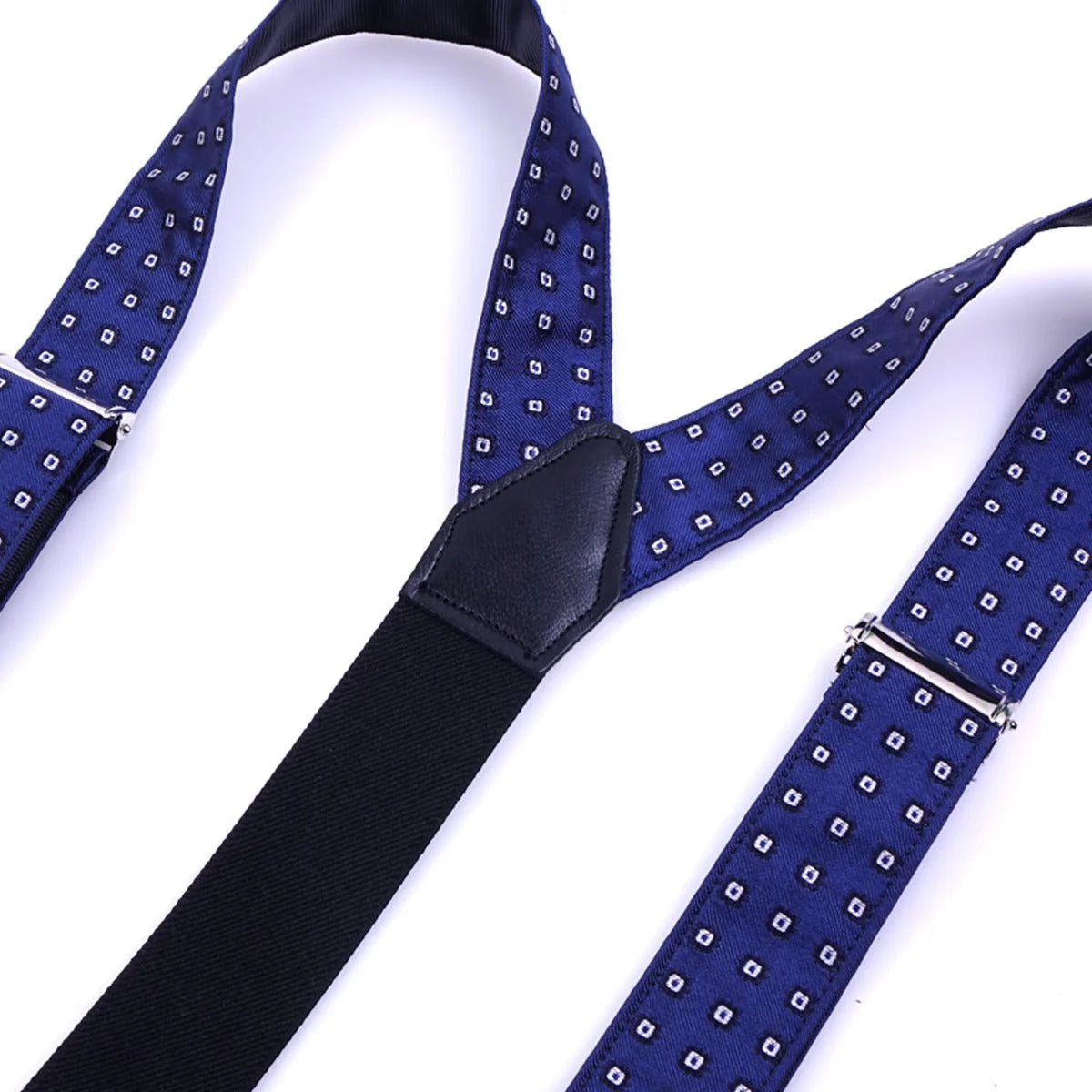 Bretelle a Y in seta intrecciata blu elettrico